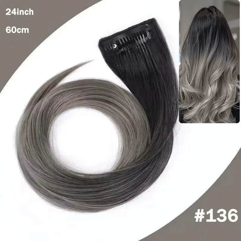 Hair Clips Hair Extensions Wig Synthetic Long Straight Gradient Color Clip-in Hair piece Hair Clips for Hair for Women Wear