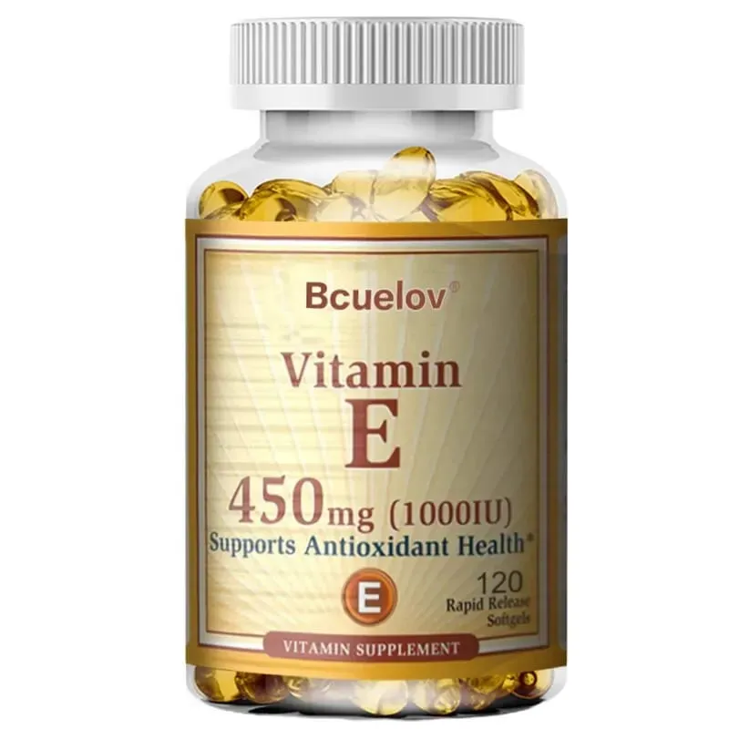 Bcuelov Vitamin E 1000 IE 450mg - til hudhår cirkulationssundhed immunsystemstøtte - antioxidanttilskud