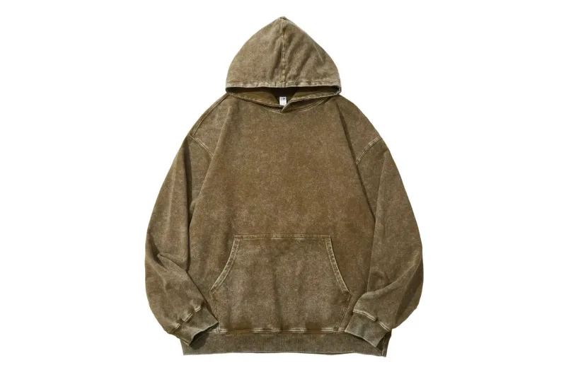 350 Gram 100% Kapas Dicuci Asid Retro Hoodie Cap Semua Dalam Satu Logo Tersuai Baju Sukan Longgar Berkualiti Tinggi