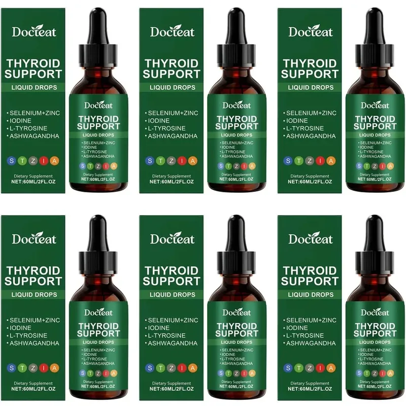 Docteat Thyroid Support Liquid Drops with Selenium Zinc Iodine L-Tyrosine & Ashwagandha Dropper Design for Daily Use 60 ML