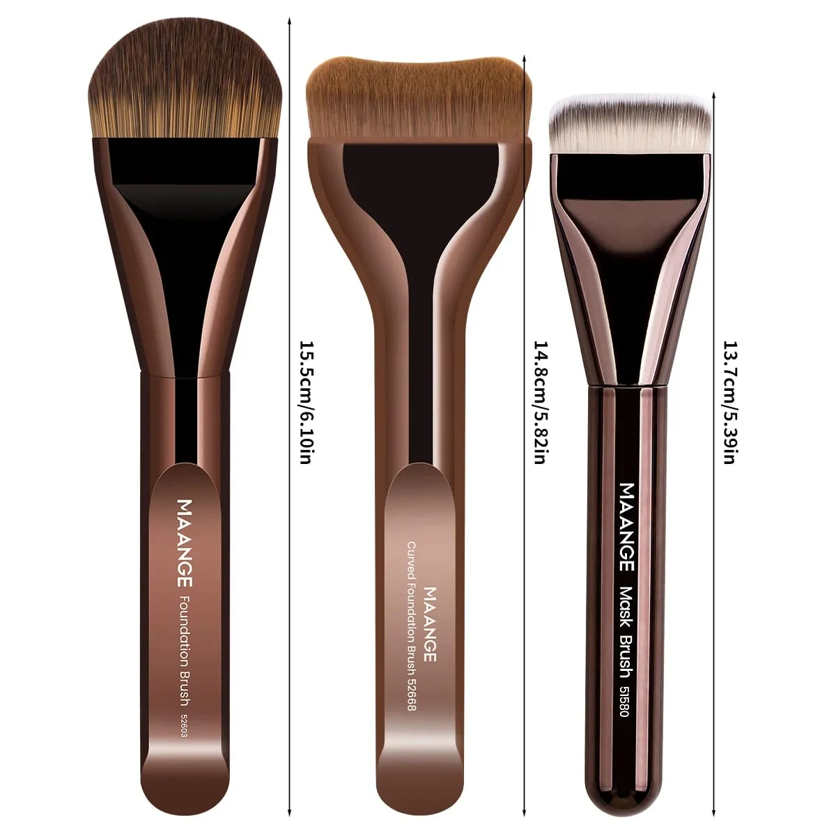 3pcs Makeup Brushes Aluminum Tube Makeup Brush Foundation Makeup Brush Thin Foundation Brush Kabuki Makeup Tools for Girl