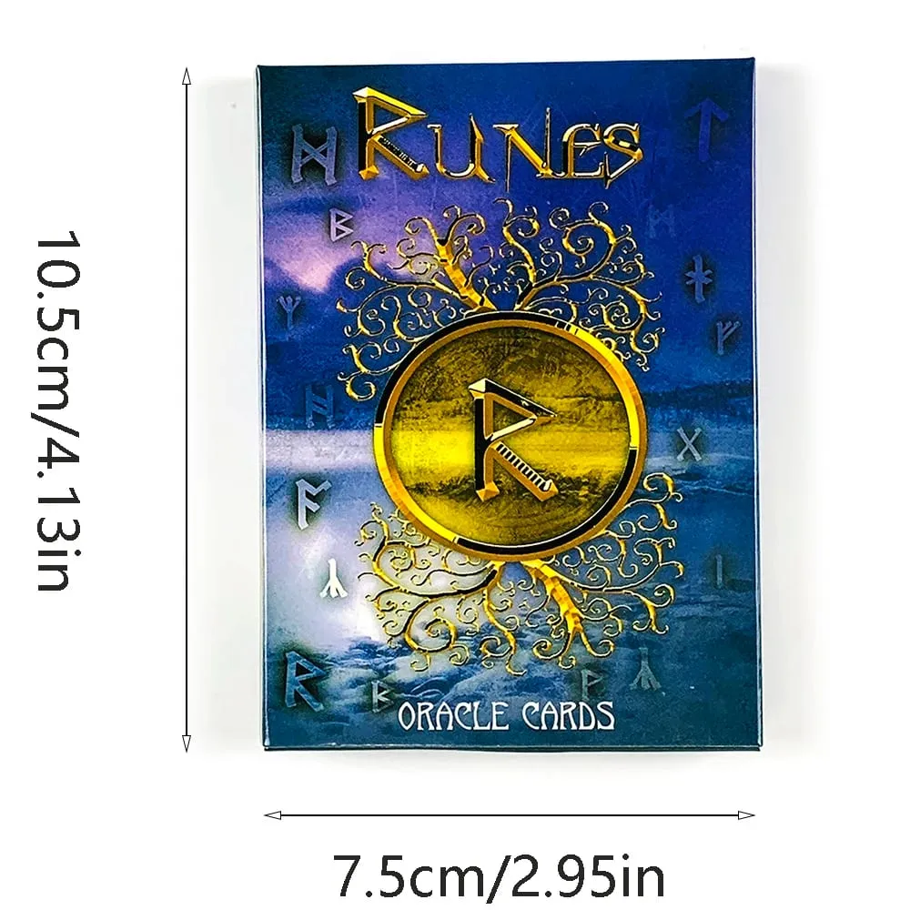 New Runes Oracle Cards 24 Cards Nordic Rune Oracle Cards Mystic Divination Deck Cards Game for Spiritual Meditation 10.3*7.3cm