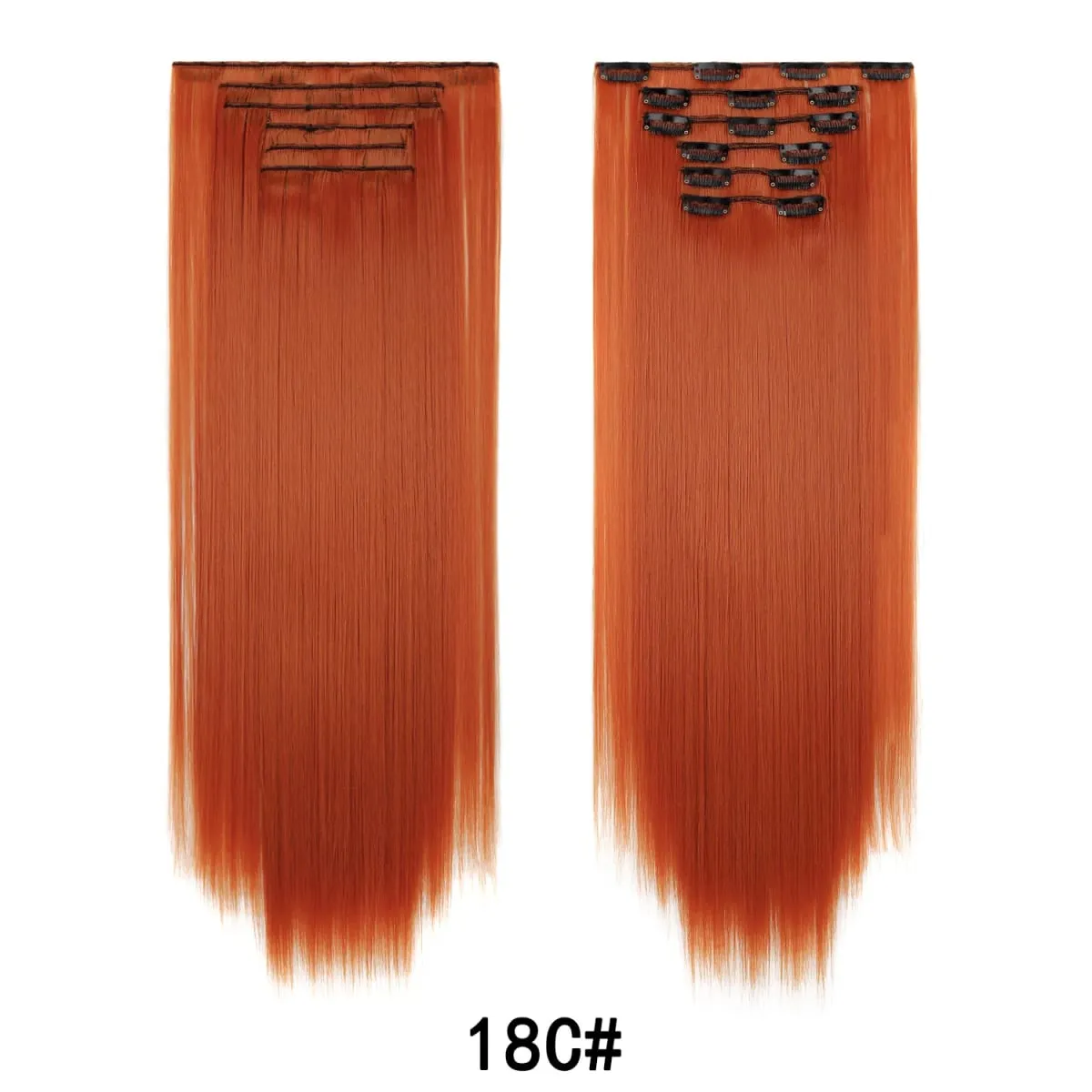 24 Inch 6PCS Clip In Hair Extensions Straight Synthetic Hair Extensions Dark Brown Long Natural Looking Hair Piece for Women