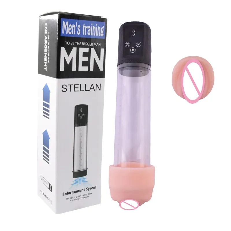 Elektrikli Penis Büyütme Vakum Pompası Yetişkin Seks Oyuncakları Erkekler için Dick Ereksiyon 9 Basınç Cep Pussy Şarj Edilebilir Erkek Masturbator