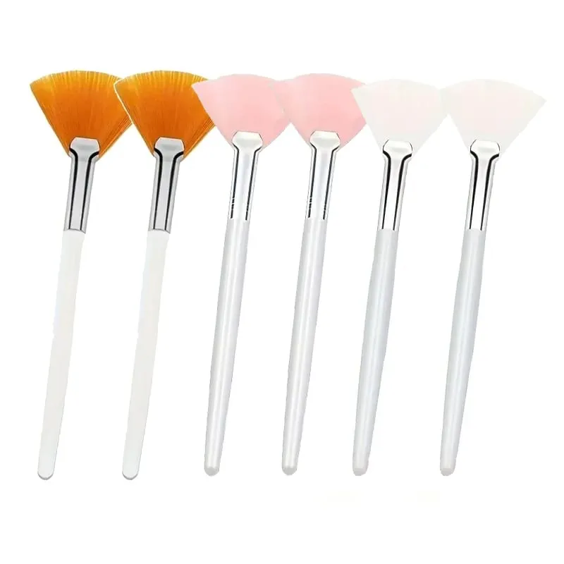 3/6/12pcs Practical Facial Brushes Fan Shape Brush Flat Head Face Mask Applicator Soft Portable Mask Brushes Cosmetic Tools