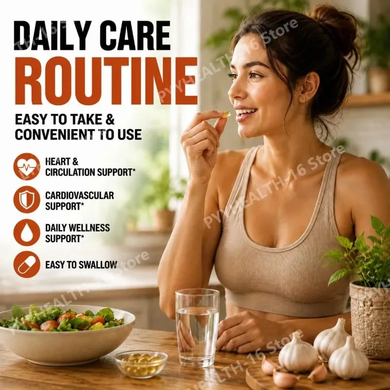 Aged Odorless Garlic Softgels with CoQ10 Ubiquinol & K2 Blood Pressure Heart & Circulation Support Cholesterol 60 Softgels