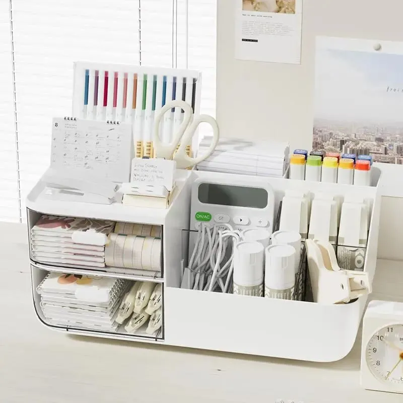 Cosmetics Organizer with 2 Transparent Drawers Large Capacity Clear View Space Saving Smooth Gliding for Makeup Brushes