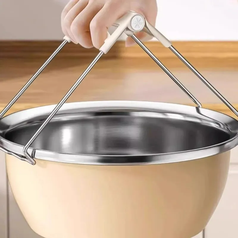 Heat Resistant Bowl Tongs Kitchen Utensils Steamer Stainless Steel Plate Elevator Cooking Safety Clamp Tool