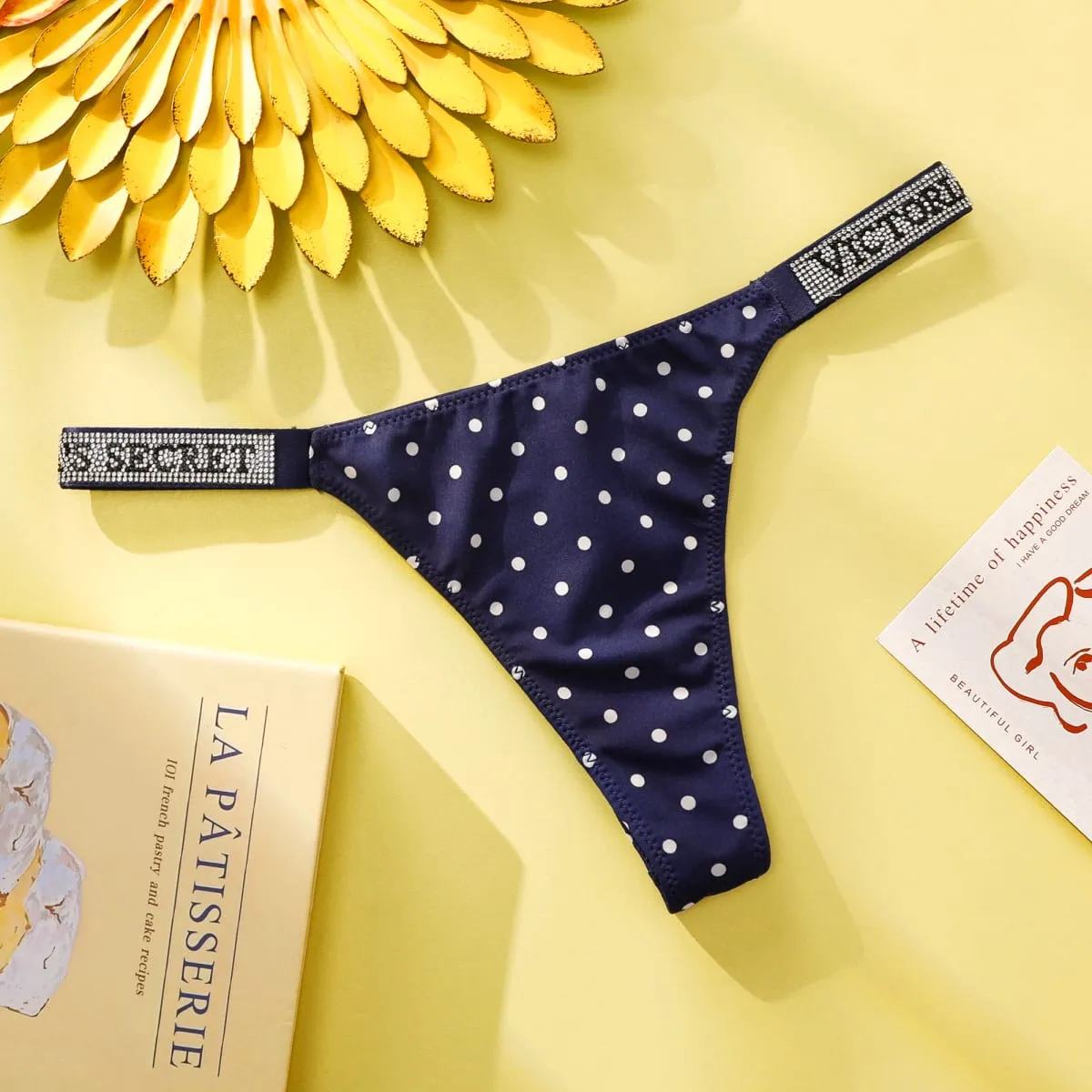 VS Pakaian Dalam Thong Hipster Mulus Wanita Polka Dot Renda Bikini Celana Dalam Nakal Set Victoria Secret Katun Bernapas Hipster — image 5