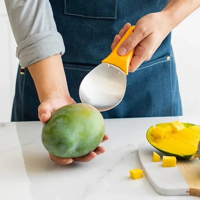 Cortador de Mango multifuncional, cuchara para fruta, cuchillo para cortar sandía, herramientas para cortar Mango, cuchara en cubitos, utensilios de cocina, 1 ud.