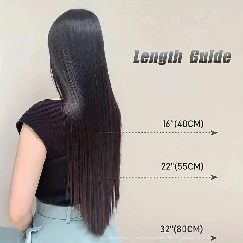 Extensions de cheveux synthétiques sans Clips faux postiche ombré blond brun noir cheveux raides naturels faux postiche pour femme