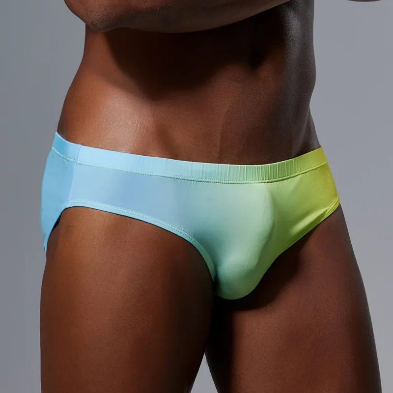 Men's Low Waist Briefs Breathable Gradual Cartoon Print Underwear Sexy Triangle Pants for Men