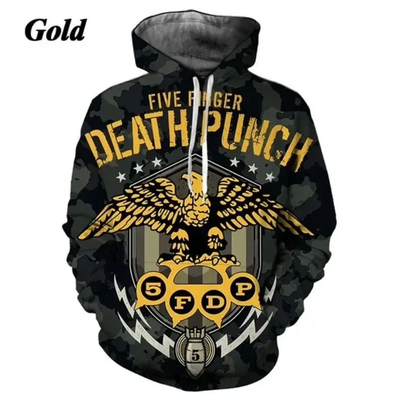 Moletom com capuz Death Punch masculino e feminino com estampa 3D casual outono e inverno hip-hop rock com capuz