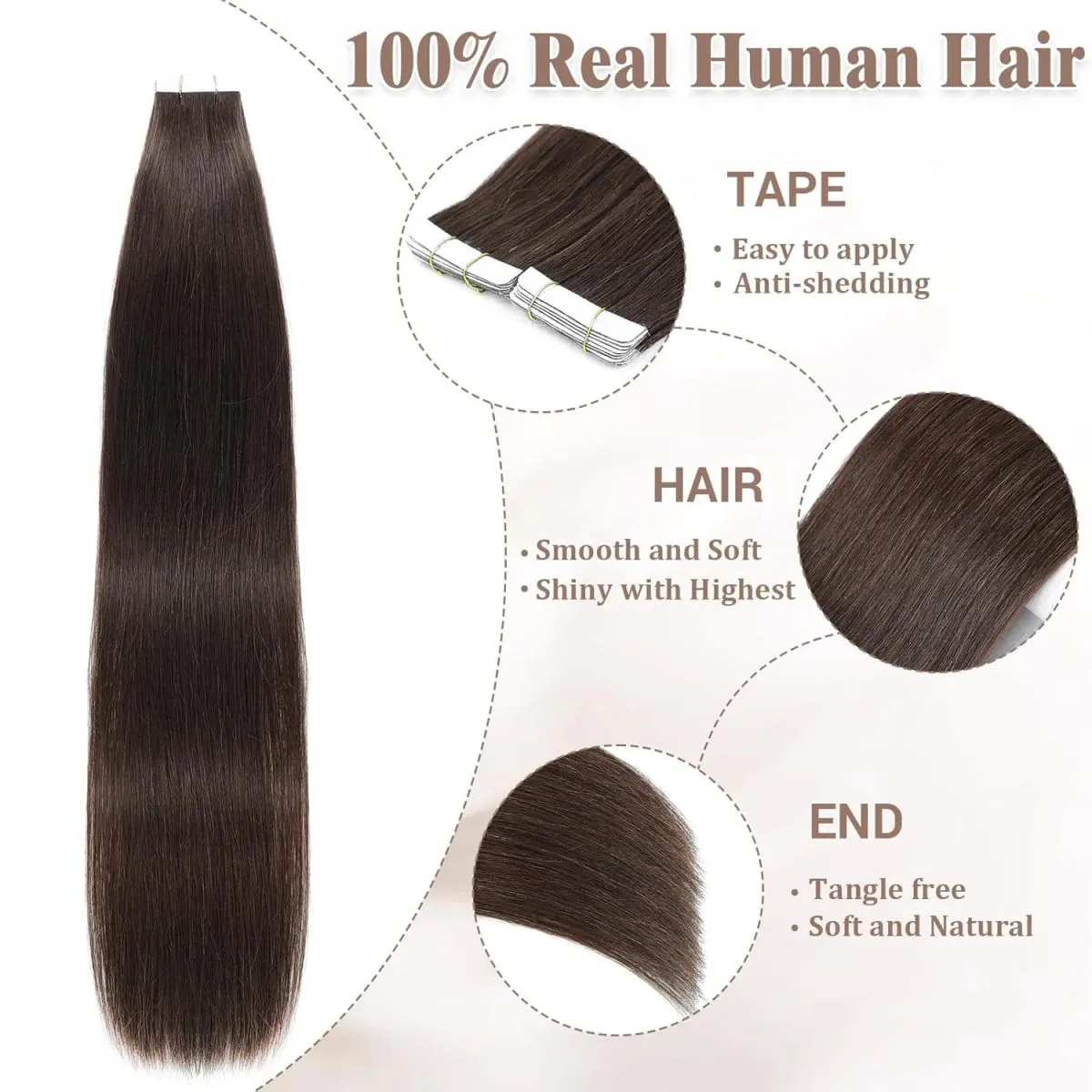 #2 Bone Straight Tape In Hair Extensions 50g/20pcs Skin Weft Invisible Tape In Human Hair Extensions 100% Human Hair For Woman