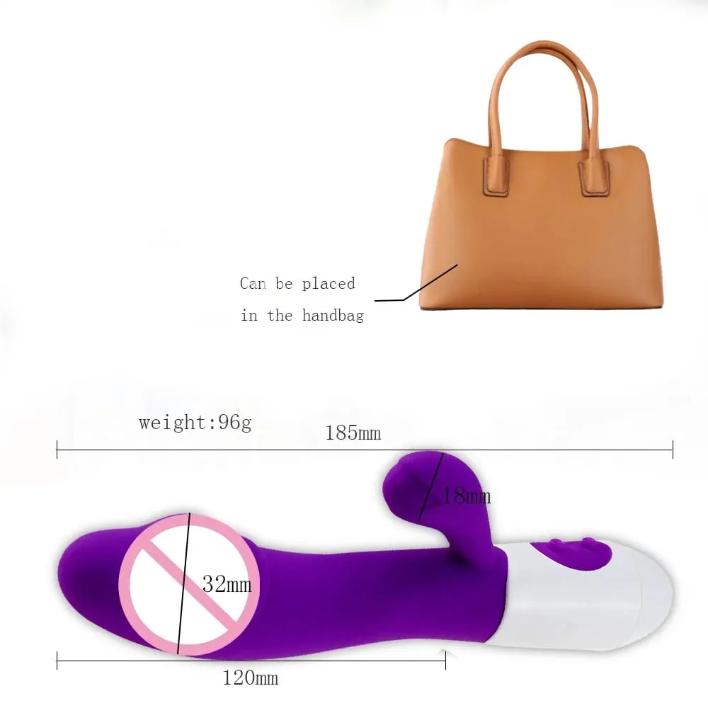 Silicone Rabbit Vibrator G Spot Dildo Dual Vibrating Clitoris Massager 10 Speeds Sex Toy for Women