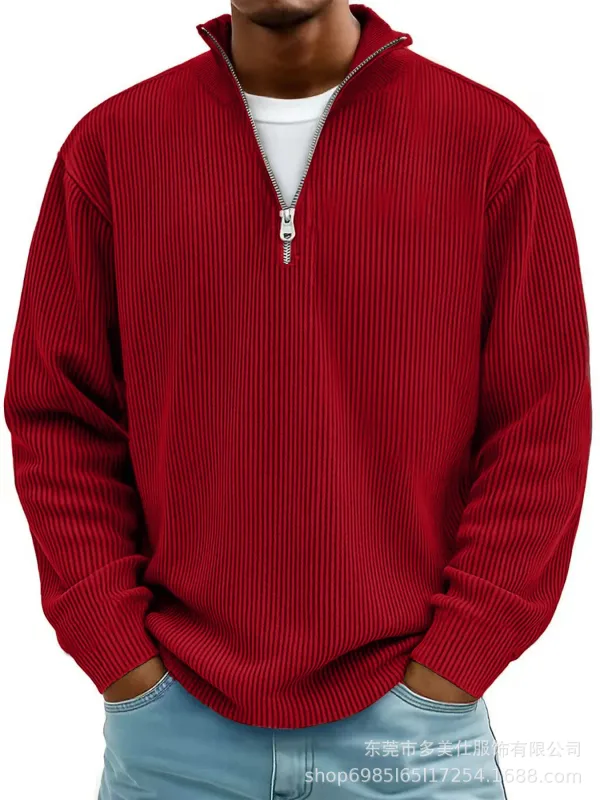Men's Autumn Winter Stand-Collar Zip-Up Sweatshirt Loose Long Sleeve Casual Daily Outdoor Fashion Trendy Men's Outerwear