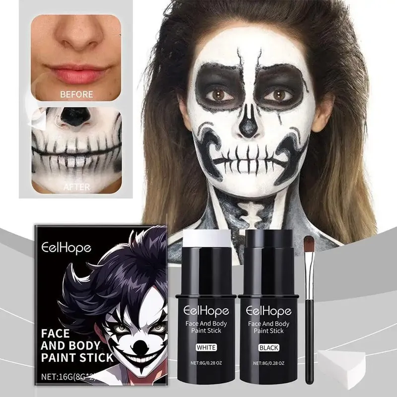 1 sada černé bílé oči barva na obličej tyčinka krémový make-up vodotěsné pero sportovní bezpečné pero na kostýmy párty lehké halloweenské Q5O1