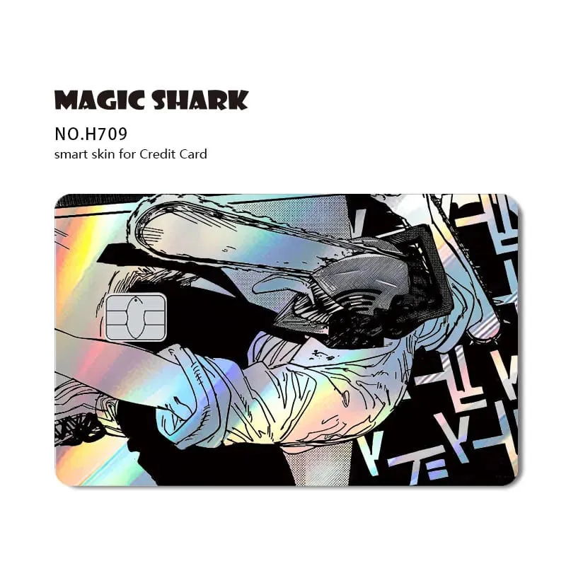1pc Front Cool Anime Evil Holographic Laser Shinny Film Skin Sticker Cover for Debit Bank Credit Card