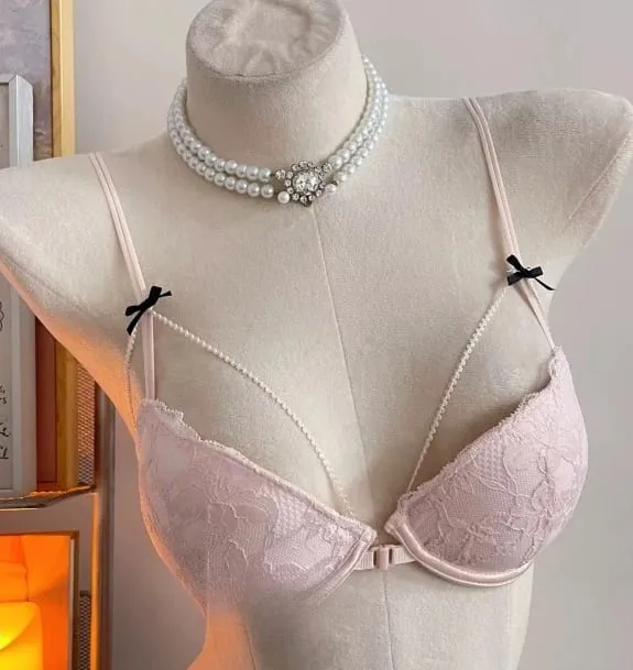 Womens Beauty Back Lace Bra Front Closure Design No Underwire Thin Straps Breathable Lingerie For Small Bust 32-38 Casual Wear
