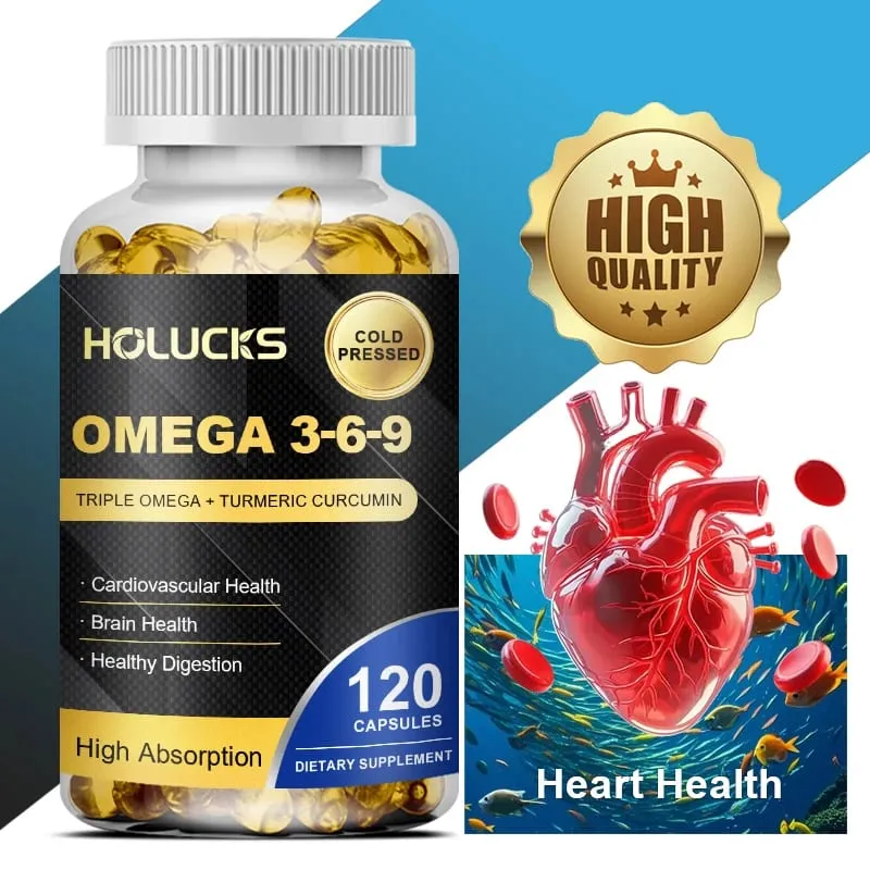 Omega 3-6-9 Fish Oil Capsules for Heart Brain Health & Healthy Digestion Cognitive Function Immune Support