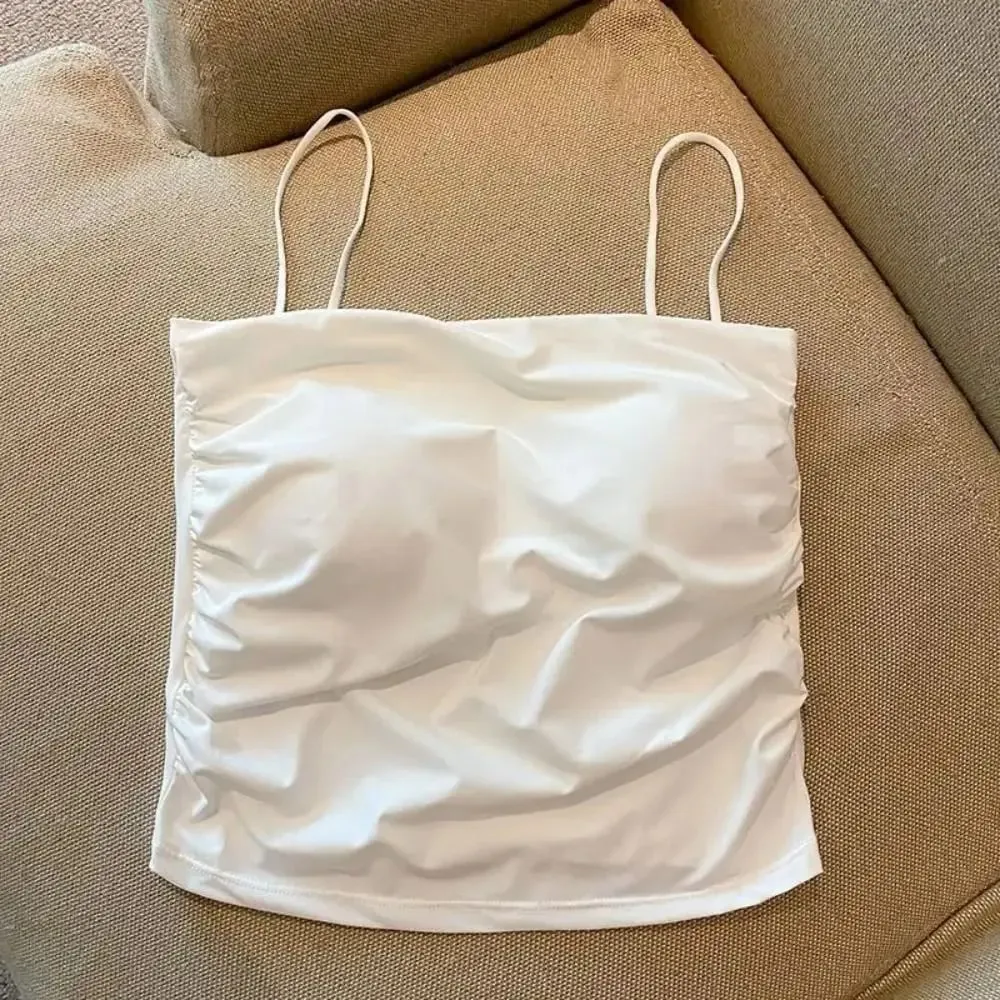 Square Collar Women's Vest with Breast Pads Free Size Beautiful Back Underwear Anti-light Fixed Cup Slim Back Slim Sling Summer