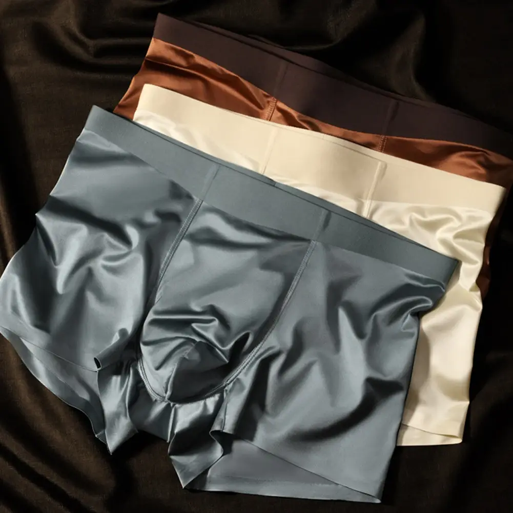 1 pezzo boxer da uomo senza cuciture mutandine sul cavallo traspiranti boxer in seta di ghiaccio comodi slip intimi da uomo in raso — image 7