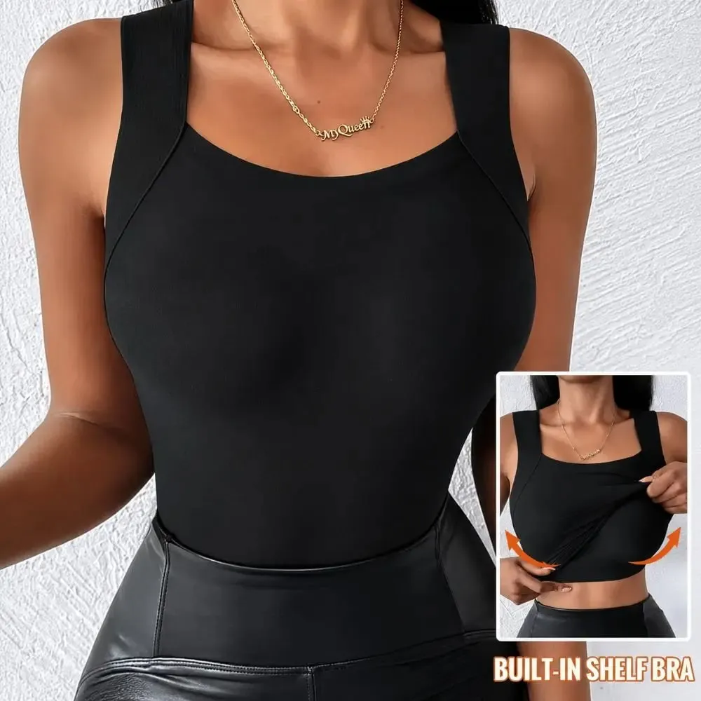Sexy Design Sleeveless Tank Tops Seamless Knitting Summer Lightweight Crop Camisole Tops Female Bra Style With Chest Pads
