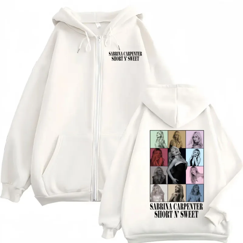 Singer Sabrina Carpenter Graphic Zipper Hoodie Men's Women Fashion Aesthetic Hooded Sweatshirts Harajuku Y2k Oversized Pullovers