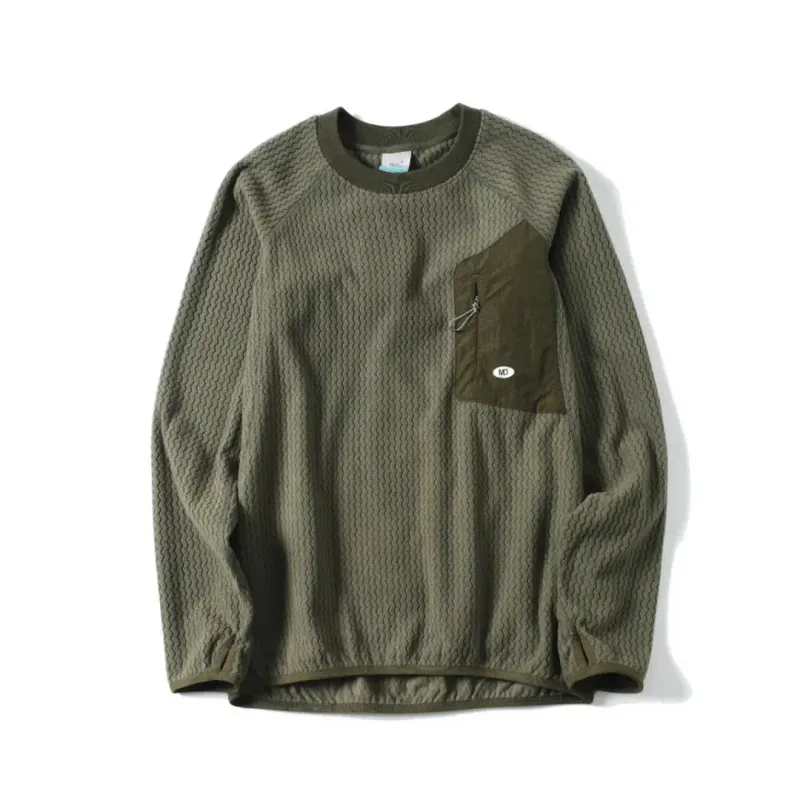 Mountain-Ready Crewneck: Engineered with Ribbed Neck Reflective Logo & Secure Chest Pocket for Outdoor Style Unisex