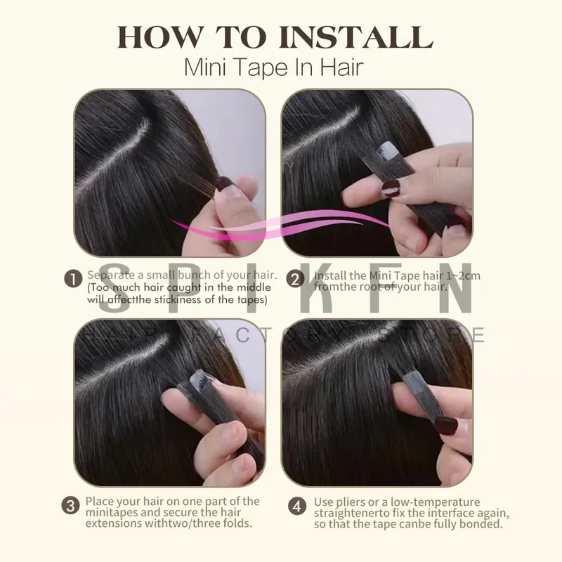 Mini Tape In Human Hair Extensions 12"-20" Machine Remy Skin Weft Adhesive Tape Hair Natural Black Tape Ons 10pcs for Women