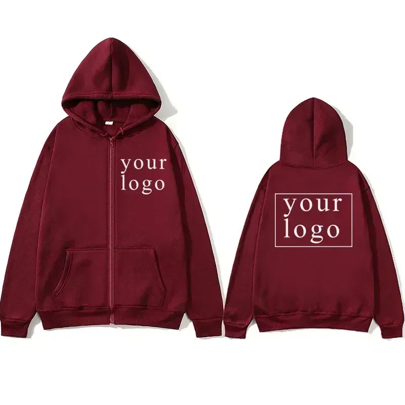 Nuevo Sudadera con capucha tipo cárdigan con cremallera DIY para hombres y mujeres, nueva moda 2025, logotipo/imagen personalizada de tu propia marca en cualquier lugar