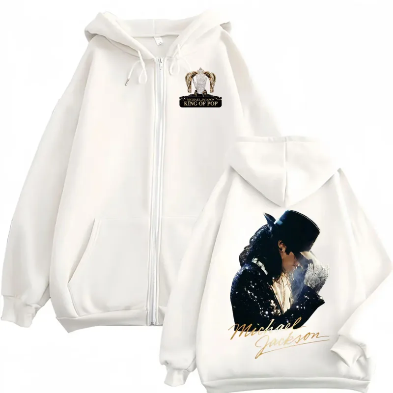 Michael Jackson King of Pop 2026 Movie Zipper Hoodies Men Women Hip Hop Music Jacket Sweatshirts Long Sleeve Zip Up Hooded Coats