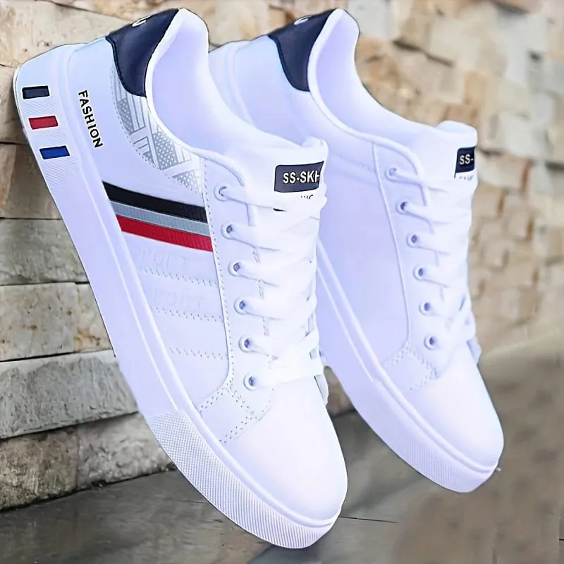 A Pair of White Sneakers Perfect for Skateboarding Casual Sports and Everyday Wear. Lightweight with A Soft Sole Suitable fo