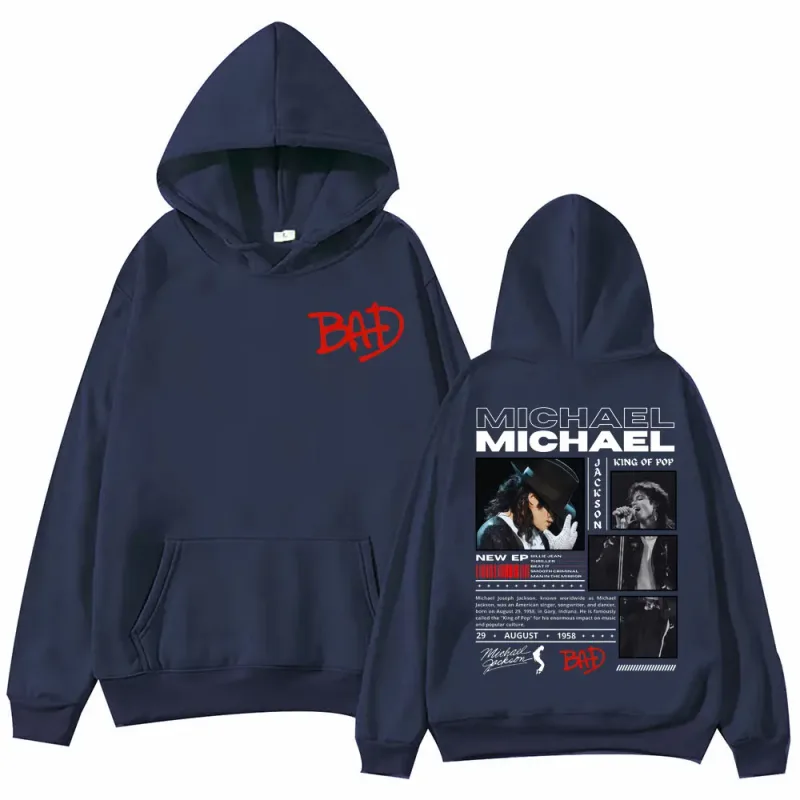 90's Rock Singer Michael Jackson Merch Hoodies Fashion Vintage Hooded Sweatshirts Men Women Casual Loose Pullovers Streetwear