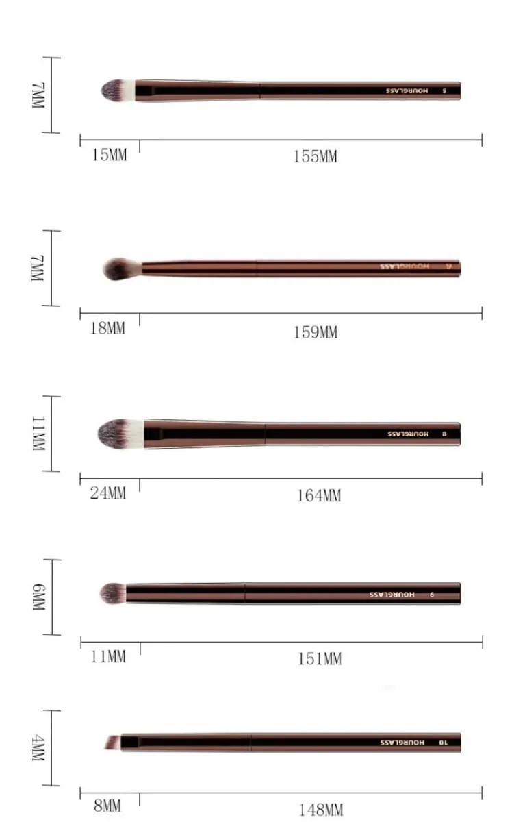 Hourglass The Full 23pcs Luxury Makeup Brushes Set Soft Synthetic Hair Metal Handle Complete Cosmetic Brush Set Free Pouch