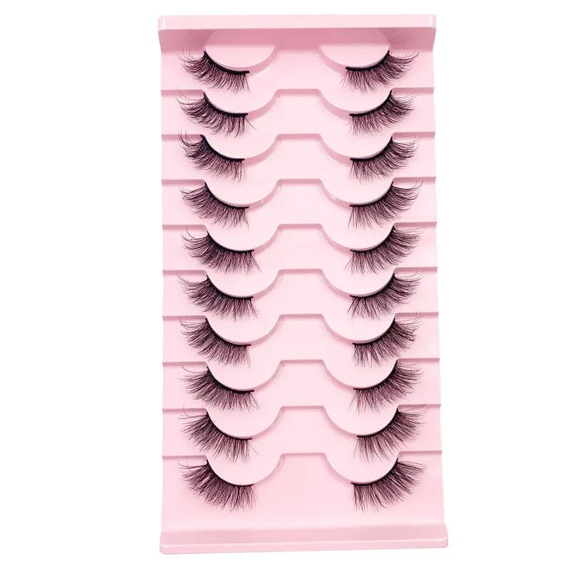 3D Cat Eye Lashes Half Eyelashes 10 Pares Half Lashes Natural Clear Stem False Eyelash Extension Makeup Faux Cils maquiag