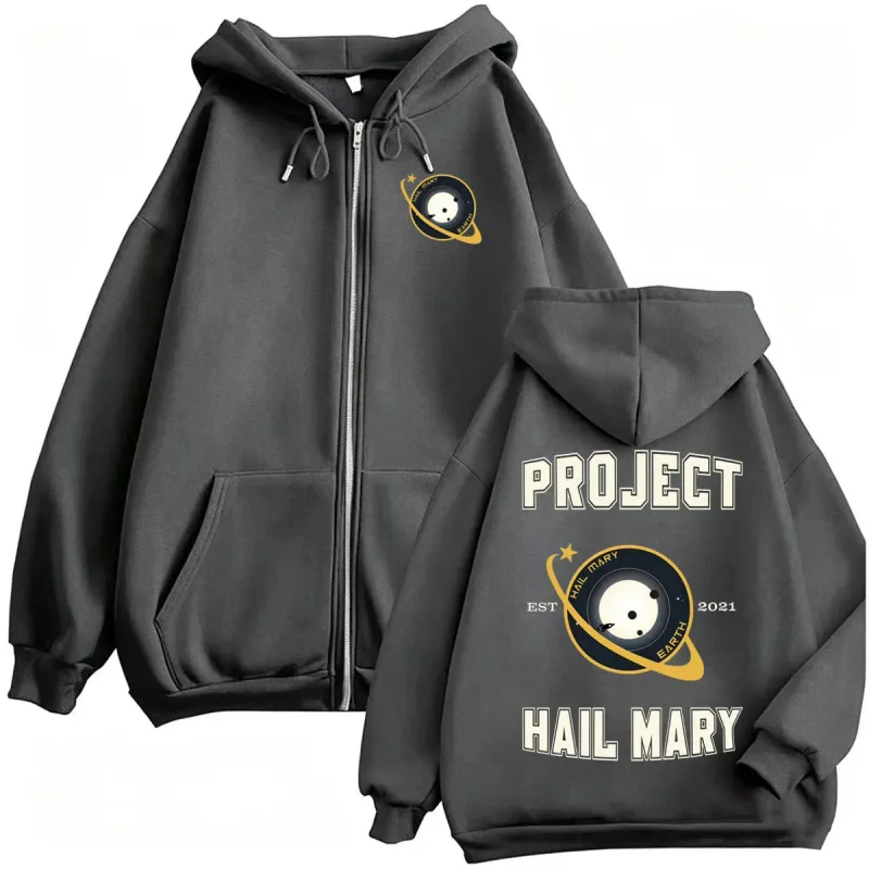 Project Hail Mary Ryland Grace Zipper Hoodies Men Women Fashion Classic Retro Sweatshirt Jacket Bodywarmer Fleece Zip Up Hooded