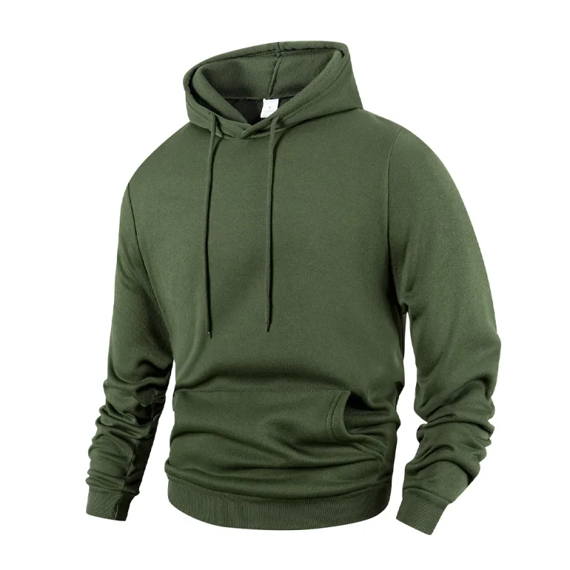 Herre Casual Thicken Hættetrøjer Efterår Vinter Langærmet Pullover Mode Løs Ensfarvet Sweatshirt Forår Varm Udendørs Hættetrøje