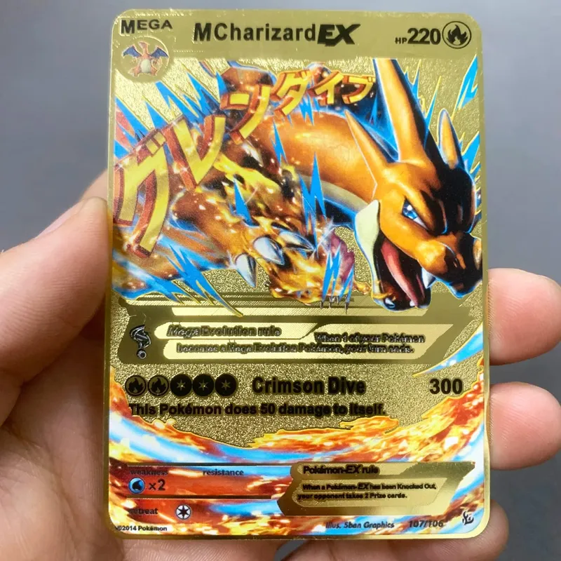 İngilizce Metal Pokemon Kartları DIY Arceus Mewtwo Charizard Pikachu Parlak Demir Pokémon GX Vmax EX Oyunu Çocuk Koleksiyonu Kart Oyuncak Hediye