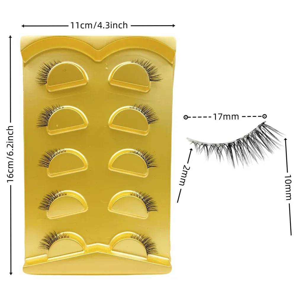 Natural olho de gato metade cílios postiços 5 pares banda clara macio falso vison cílios fofos curtos cílios reutilizáveis ​​maquiagem lash extensão