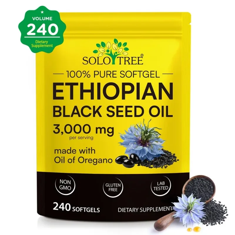 Ethiopian Black Seed Oil Softgels with Oil of Oregano Extract for Immune Support Digestive Comfort 240 Softgels