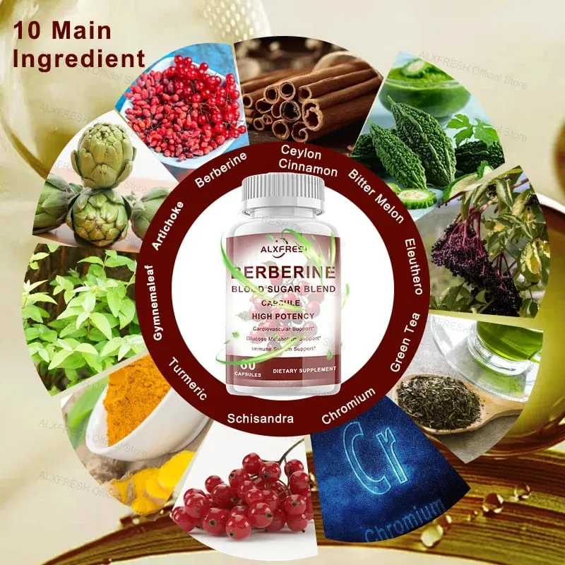 Berberine Capsules For Regulate Blood Sugar and Improve Insulin Resistance Polycystic Ovary Syndrome Cardiovascular Fatty Liver