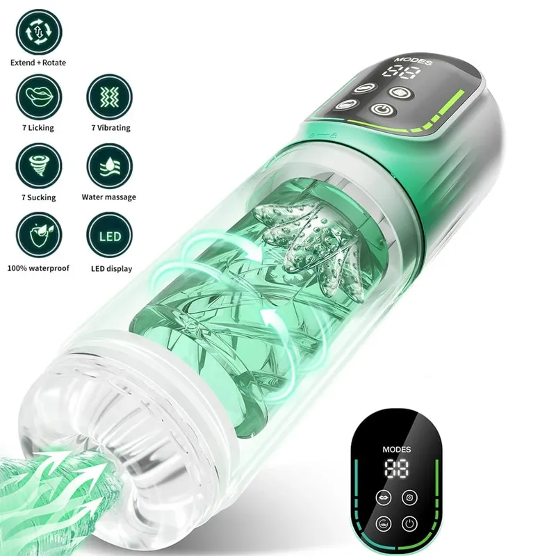 Sex Toys for Men Penis Pump AI Sync Male Pocket Masturbator with 7 Thrusting Rotating Vibrating Penis Enlarger Masturbation Cup