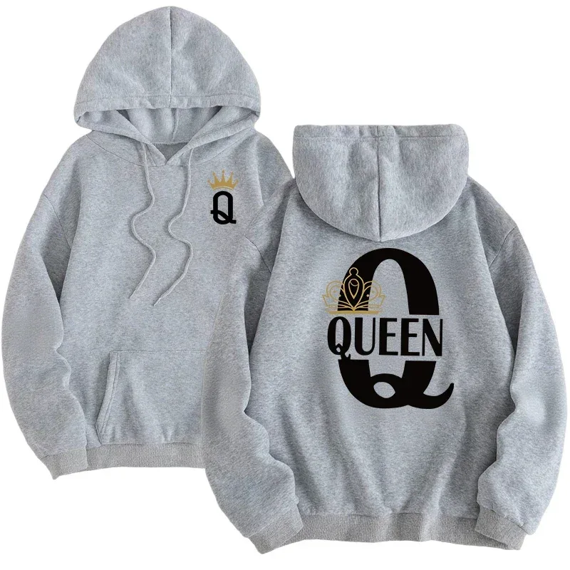 Gran oferta, sudaderas con capucha para hombre y mujer, sudaderas con estampado King Queen, ropa informal versátil para parejas, jersey diario para Otoño e Invierno Y2k