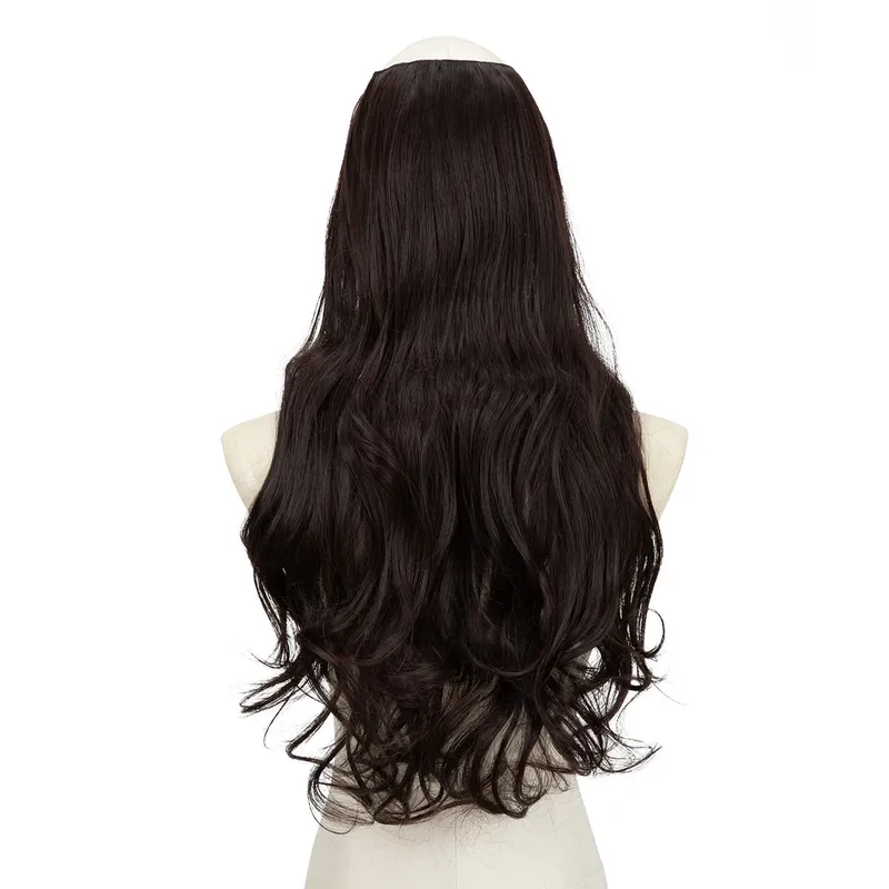 Extension de cheveux synthétiques à Clip en U de qualité supérieure, postiche longue, épaisse et bouclée, Blonde naturelle, faux cheveux résistants à la chaleur pour femmes