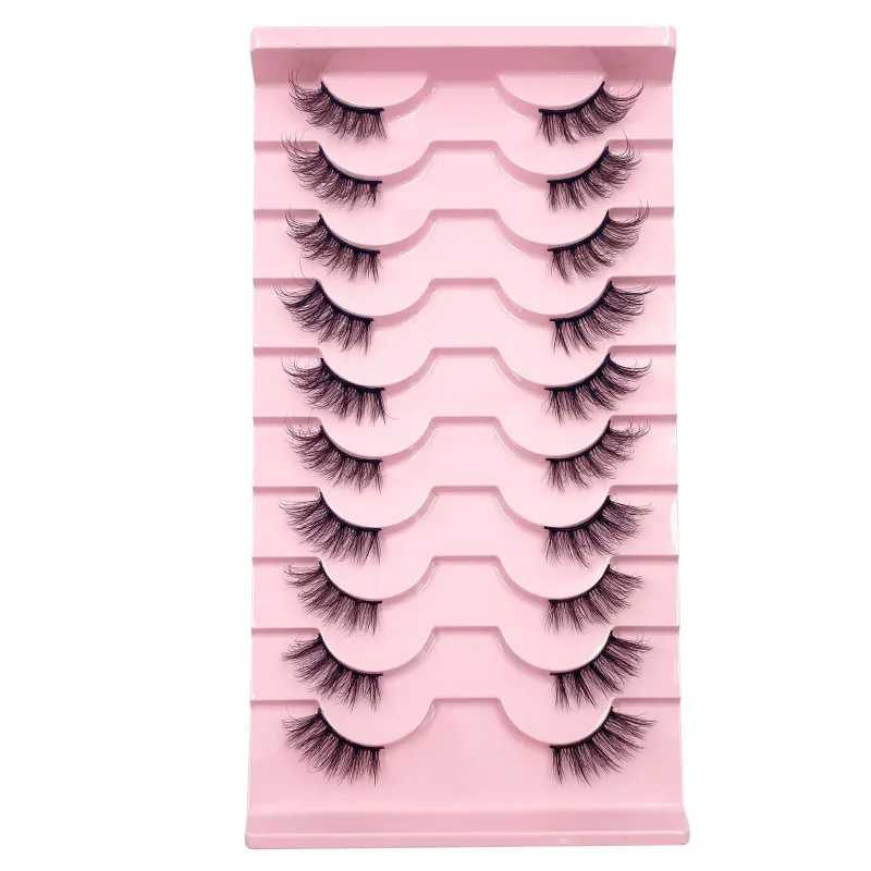 3D Cat Eye Lashes Half Eyelashes 10 Pares Half Lashes Natural Clear Stem False Eyelash Extension Makeup Faux Cils maquiag