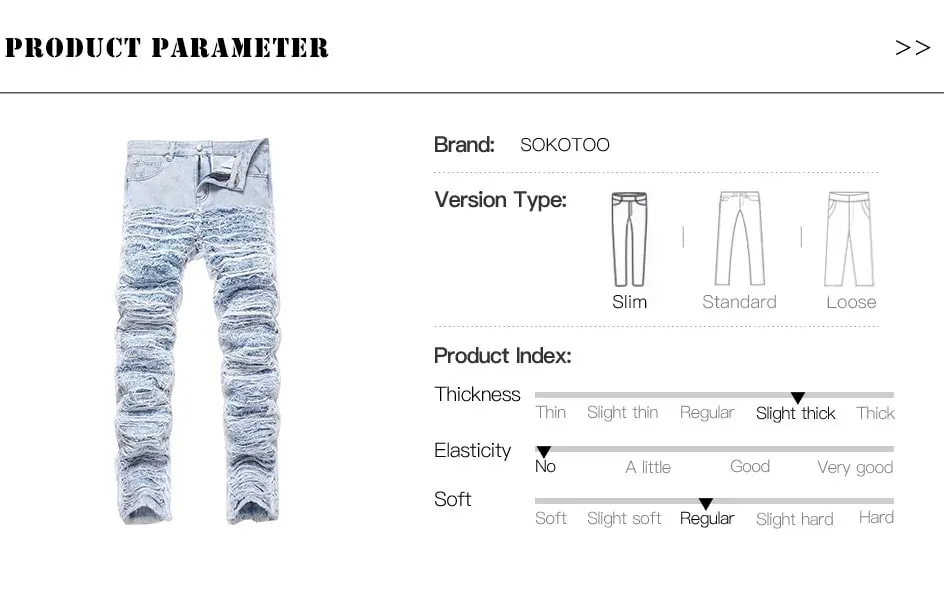 Heren lichtblauwe denim jeans met franjes, gescheurd, verdrietig, vernietigd, streetwear broek met patches, patchwork, loszittende broek