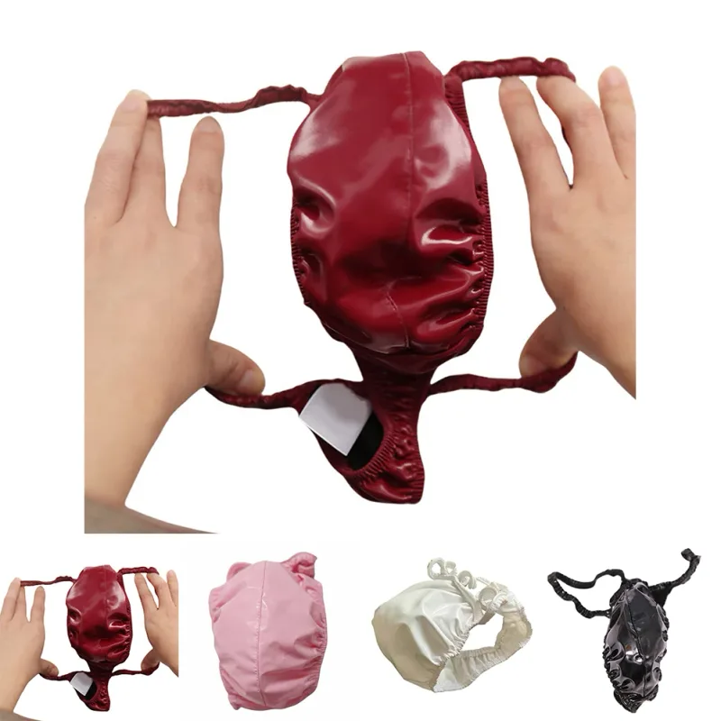Sexiga män PVC glänsande U konvex pouchtrosor Lågväxt G-string Latexolja Glossig Sexig stringtrosa Carapace U Bulge Underkläder
