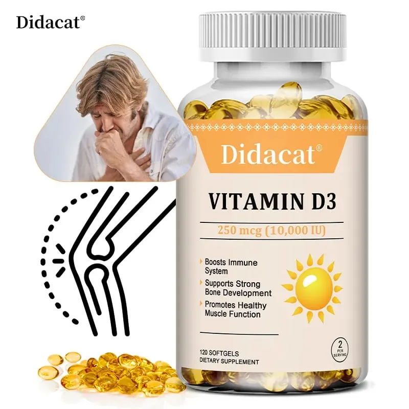 Vitamin D3 10 000 IU Softgels - Supports The Immune System Bone and Muscle Health Promotes Dental Health Non-GMO Gluten-free
