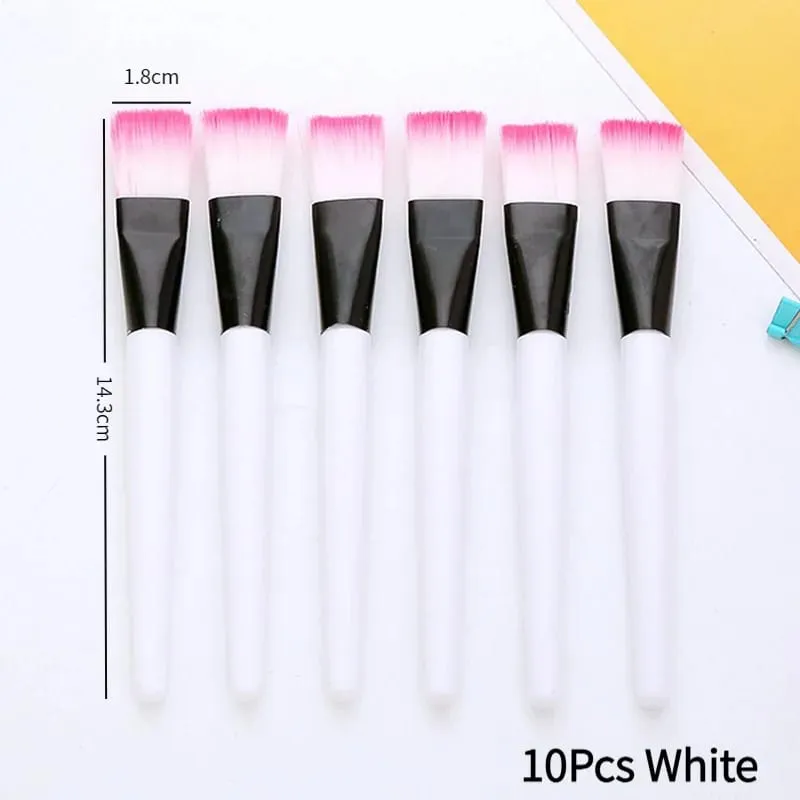10Pcs Facial Mask Brush Makeup Brushes Eyes Face Skin Care Masks Applicator Cosmetics Mask Brush Tools Pink Handle.